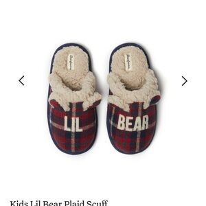 Dearfoams Red and Blue Plaid Lil Bear Slippers